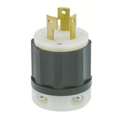 2691 3-Phase Non-Grounding Cable Mount Locking Plug, 600 V AC, 30 A, 3 Poles, 3 Wires, Black/White