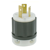 2681 3-Phase Non-Grounding Cable Mount Locking Plug, 480 V AC, 30 A, 3 Poles, 3 Wires, Black/White