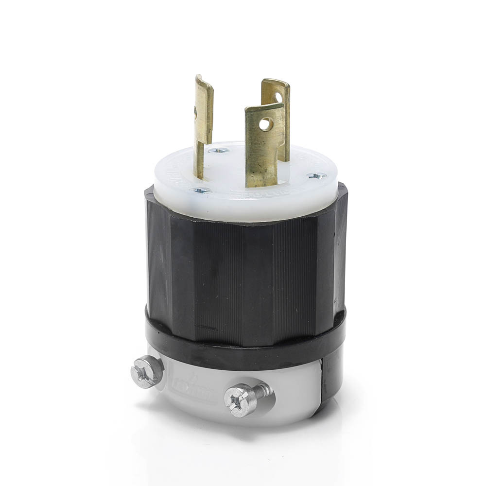 2661 Cable Mount Non-Grounding Locking Plug, 125/250 V AC, 30 A, 3 Poles, 3 Wires, Black/White