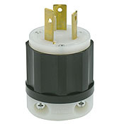 2641 Cable Mount Grounding Locking Plug, 480 V AC, 30 A, 2 Poles, 3 Wires, Black/White