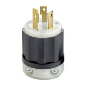 2631 1-Phase Grounding Cable Mount Locking Plug, 277 V AC, 30 A, 2 Poles, 3 Wires, Black/White