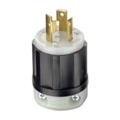 2611 1-Phase Grounding Cable Mount Locking Plug, 125 V AC, 30 A, 2 Poles, 3 Wires, Black/White