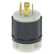 2411 3-Phase Grounding Cable Mount Locking Plug, 125/250 V AC, 20 A, 3 Poles, 4 Wires, Black/White
