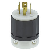 2421 3-Phase Grounding Cable Mount Locking Plug, 250 V AC, 20 A, 3 Poles, 4 Wires, Black/White