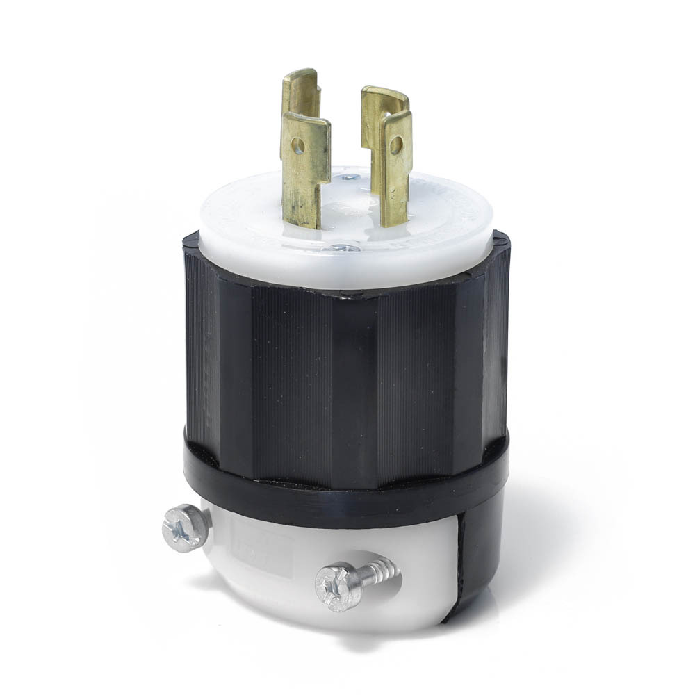 2441 3-Phase Non-Grounding Cable Mount Locking Plug, 120/208 V AC, 20 A, 4 Poles, 4 Wires, Black/White