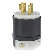 2451 3-Phase Non-Grounding Cable Mount Locking Plug, 277/480 V AC, 20 A, 4 Poles, 4 Wires, Black/White