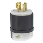2461 3-Phase Non-Grounding Cable Mount Locking Plug, 347/600 V AC, 20 A, 4 Poles, 4 Wires, Black/White