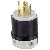 2711 3-Phase Grounding Cable Mount Locking Plug, 125/250 V AC, 30 A, 3 Poles, 4 Wires, Black/White