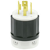 2721 3-Phase Grounding Cable Mount Locking Plug, 250 V AC, 30 A, 3 Poles, 4 Wires, Black/White