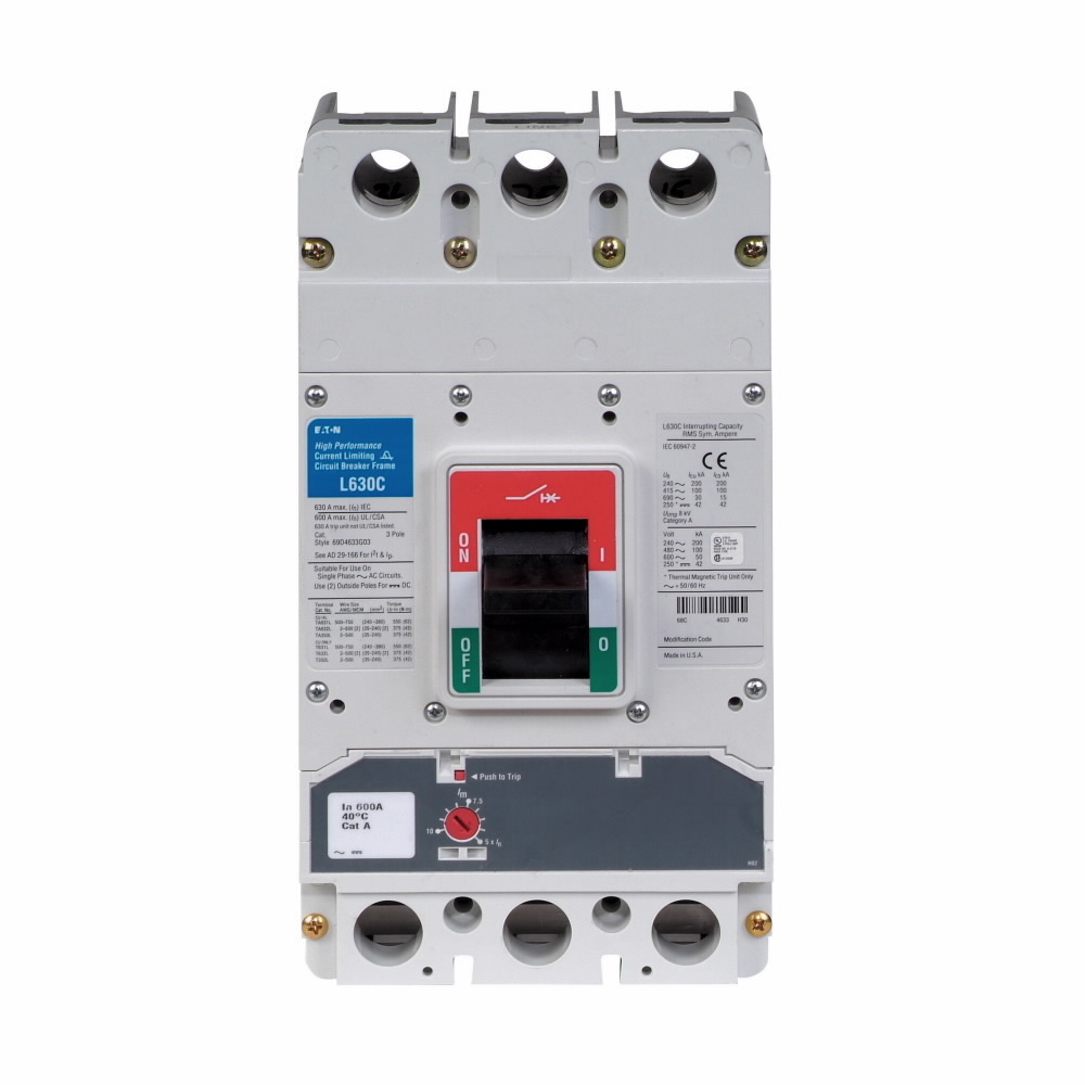 LGE3300FAG Type LGE Molded Case Circuit Breaker, 600 V AC, 300 A, 18 kA Interrupt, 3 Poles, Thermal Magnetic Trip