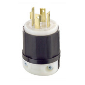 2741 3-Phase Grounding Cable Mount Locking Plug, 600 V AC, 30 A, 3 Poles, 4 Wires, Black/White