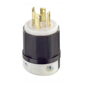 2761 3-Phase Non-Grounding Cable Mount Locking Plug, 277/480 V AC, 30 A, 4 Poles, 4 Wires, Black/White