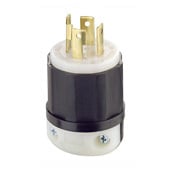 2771 3-Phase Non-Grounding Cable Mount Locking Plug, 347/600 V AC, 30 A, 4 Poles, 4 Wires, Black/White