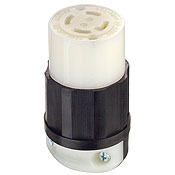2733 3-Phase Grounding Cable Mount Locking Connector, 480 V AC, 30 A, 3 Poles, 4 Wires, Black/White