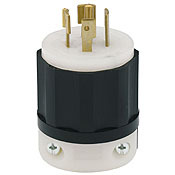 2521 3-Phase Grounding Cable Mount Locking Plug, 277/480 V AC, 20 A, 4 Poles, 5 Wires, Black/White