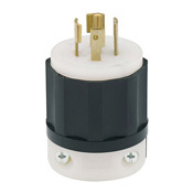 2531 3-Phase Grounding Cable Mount Locking Plug, 347/600 VAC, 20 A, 4 Poles, 5 Wires, Black/White