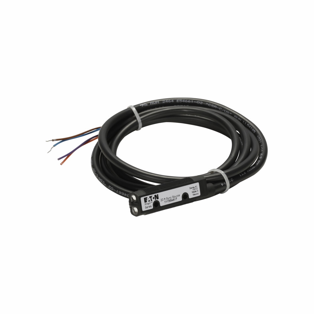 11155AA17 3/4-Wire Forward Viewing Photoelectric Sensor, Tubular Shape, 20 ft, Visible Red Sensing Beam, 3 ms Response