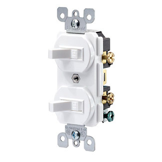5334-W Duplex Non-Grounding Combination Switch, 16/20 A, 120/277 V AC, 1 Poles