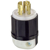 2821 3-Phase Grounding Cable Mount Locking Plug, 277/480 V AC, 30 A, 4 Poles, 5 Wires, Black/White