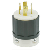 2831 3-Phase Grounding Cable Mount Locking Plug, 347/600 V AC, 30 A, 4 Poles, 5 Wires, Black/White