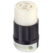 2813 3-Phase Grounding Cable Mount Locking Connector, 120/208 V AC, 30 A, 4 Poles, 5 Wires, Black/White