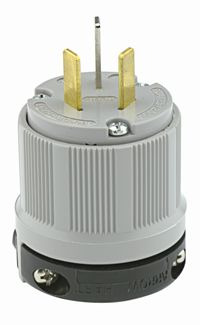 9151-N Cable Mount Non-Grounding Straight Blade Plug, 125/250 V AC, 20 A, 3 Poles, 3 Wires, Gray