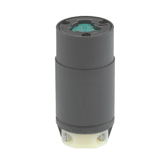 23034-A Grounding Locking Plug, 125 VAC, 20 A, 3 Poles, 3 Wires, Black/White