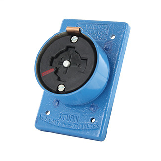 25403 Grounding Locking Receptacle, 600/250 VDC, 30/20 A, 4 Poles, 5 Wires, Black