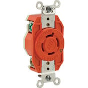 2410-IG Isolated Grounding Locking Receptacle, 125/250 V AC, 20 A, 3 Poles, 4 Wires, Orange
