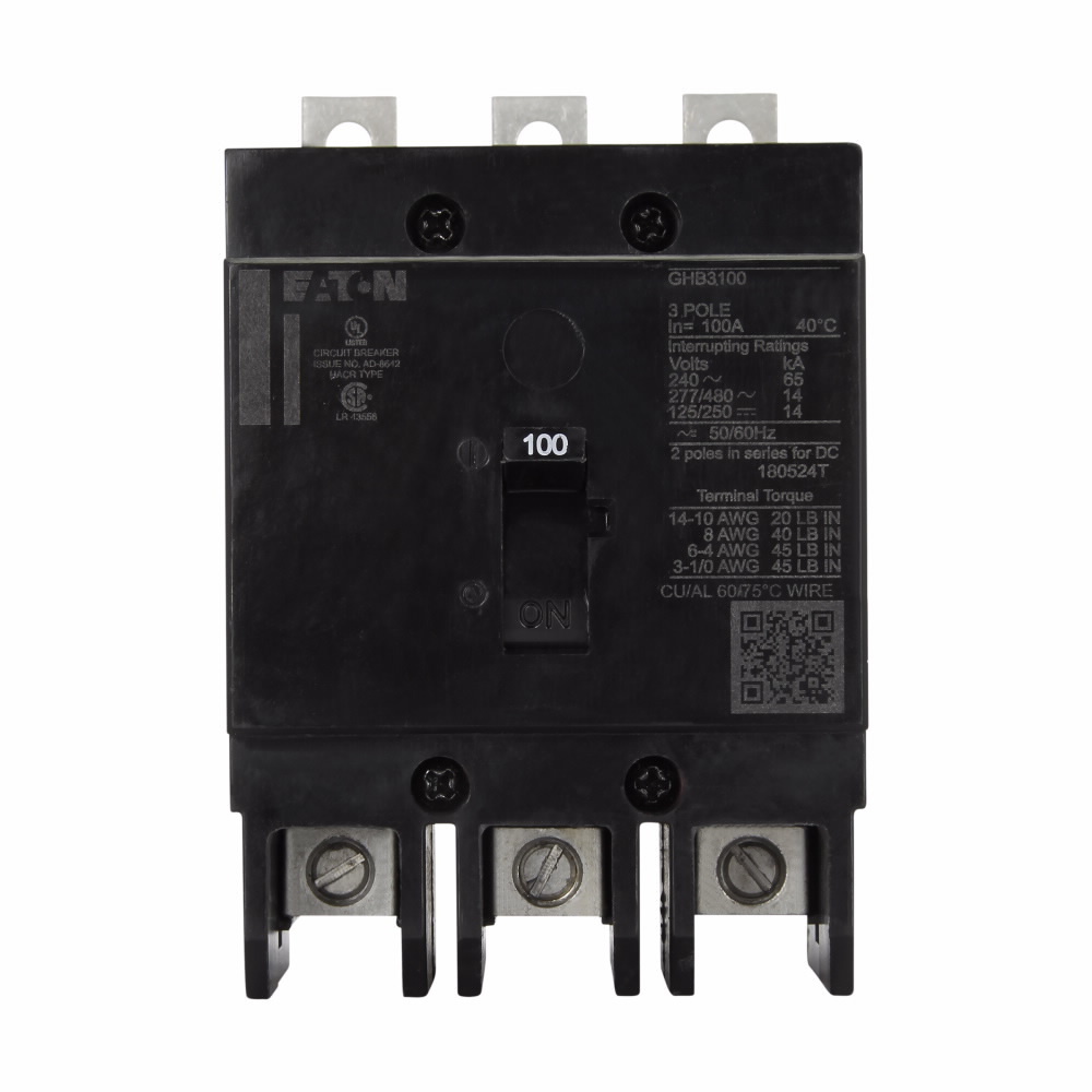 GHB3020BP8 C Series Type GHB Molded Case Circuit Breaker, 277/480Y V AC/125/250 V DC, 20 A, 14/65 kA Interrupt, 3 Poles, Thermal Magnetic Trip