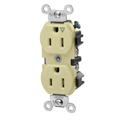 5262-IGI Heavy Duty Isolated Ground Duplex Receptacle, 125 V AC, 15 A, 2 Poles, 3 Wires, Ivory
