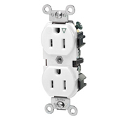 5262-IGW Heavy Duty Isolated Ground Straight Blade Duplex Receptacle, 125 V AC, 15 A, 2 Poles, 3 Wires, White