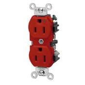 5262-IGR Duplex Heavy Duty Straight Blade Receptacle, 125 V AC, 15 A, 2 Poles, 3 Wires, Red
