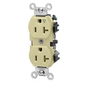 5362-IGI Heavy Duty Isolated Ground Duplex Receptacle, 125 V AC, 20 A, 2 Poles, 3 Wires, Ivory