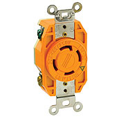 2710-IG Isolated Grounding Locking Receptacle, 125/250 V AC, 30 A, 3 Poles, 4 Wires, Orange