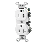 5362-IGW Heavy Duty Isolated Ground Duplex Receptacle, 125 V AC, 20 A, 2 Poles, 3 Wires, White
