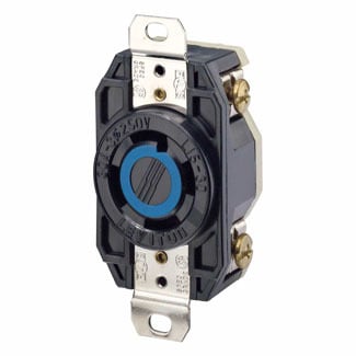 2720 3-Phase Grounding Locking Receptacle, 250 V AC, 30 A, 3 Poles, 4 Wires, Black