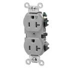 20-Amp, 125 Volt, Industrial Series Heavy Duty Specification Grade, Duplex Receptacle, Straight Blade, Isolated Ground, Gray