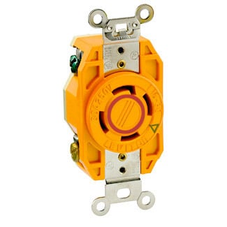 2720-IG Isolated Grounding Locking Receptacle, 250 V AC, 30 A, 3 Poles, 4 Wires, Orange