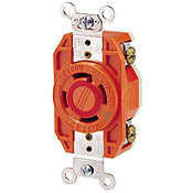 2730-IG 3-Phase Y Isolated Grounding Locking Receptacle, 480 V AC, 30 A, 3 Poles, 4 Wires, Orange
