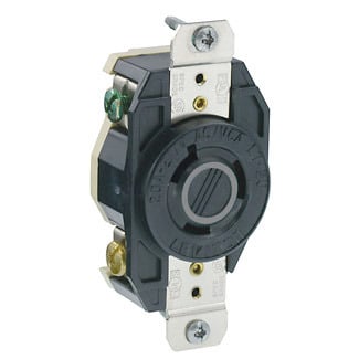 2330 Grounding Single Locking Receptacle, 277 V AC, 20 A, 2 Poles, 3 Wires, Black