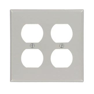 87016 Standard Size Wall Plate, 2 Gangs, 4.56 in W x 4.5 in H, Thermoset, Gray