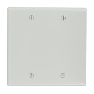 87025 Standard Size Blank Wall Plate, 2 Gangs, 4.56 in W x 4.5 in H, Thermoset Plastic, Gray