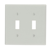 87009 Standard Size Wall Plate, 2 Gangs, 3.3 in W x 4.5 in H, Thermoset, Gray