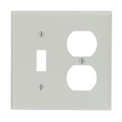 87005 Standard Size Traditional Combination Wall Plate, 2 Gangs, 4.56 in W x 4.5 in H, Thermoset, Gray
