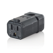 5259-VB Grounding Hinged Straight Blade Connector, 125 V AC, 15 A, 2 Poles, 3 Wires, Black