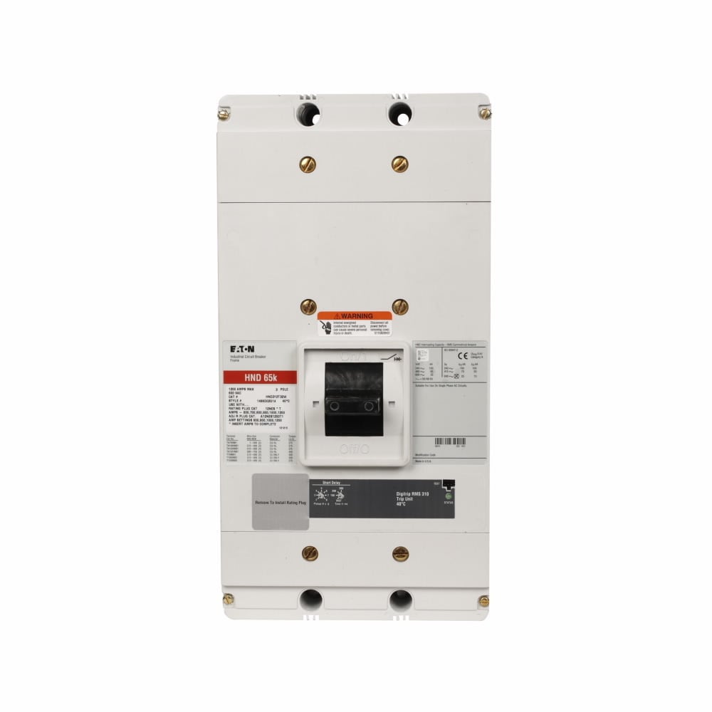 HND312T36W G Series Type HND Molded Case Circuit Breaker, 600 V AC, 1200 A, 65/100 kA Interrupt, 3 Poles, Electronic Trip