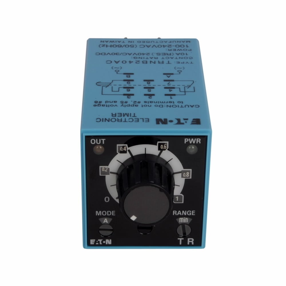 TRNB240AC Timing Relay, 0.1 s to 600 hr Setting, 240 V AC/30 V DC, 2 Form C DPDT Contact, 2 Poles