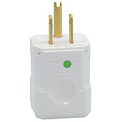 8256-V Cable Mount Grounding Straight Blade Plug, 125 V AC, 15 A, 2 Poles, 3 Wires, White