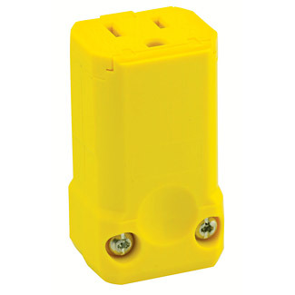5259-VY Grounding Hinged Straight Blade Connector, 125 V AC, 15 A, 2 Poles, 3 Wires, Yellow